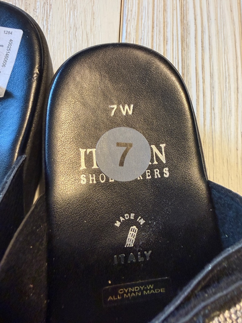 Italian Shoemakers Black Slide Sandals with Rhinestone Accents - Picture 3 of 4